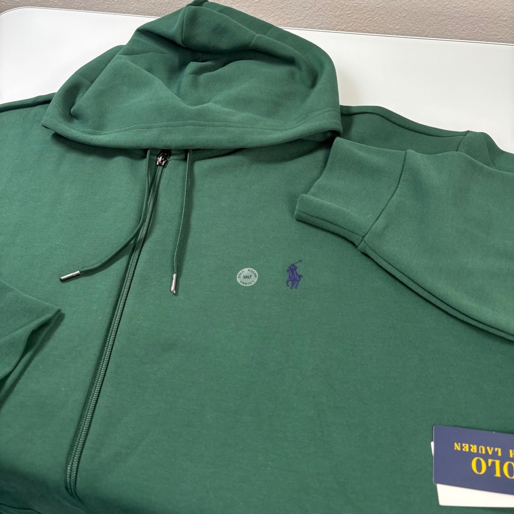 Polo Ralph Lauren Mens 3XLT Green Full-Zip Hoodie New Double-Knit Big & Tall